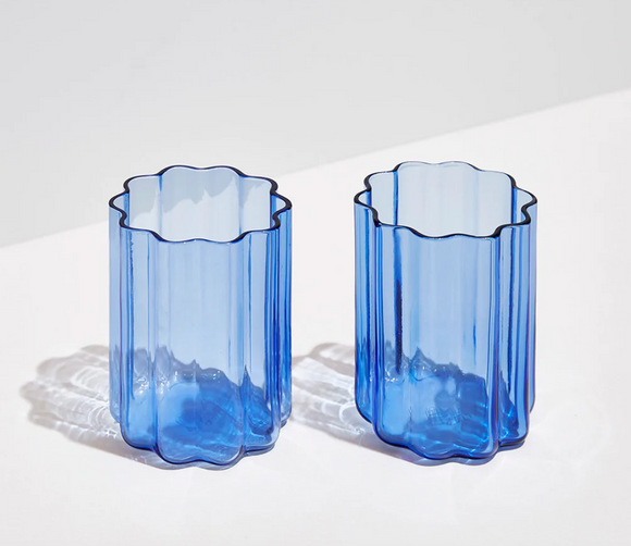 Fazeek | Wave Glass Set of Two Blue