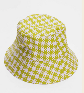 Baggu | Bucket Hat, Pink Pistachio Pixel Gingham