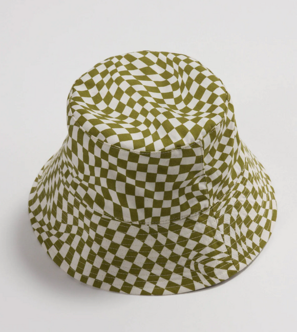 Baggu | Bucket Hat | Moss Trippy Checker