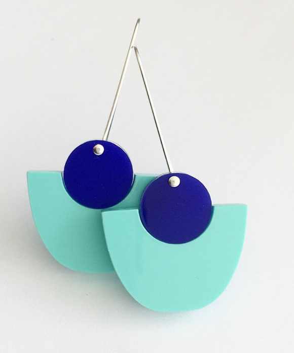 Each To Own | See Saw Drop Earring | Mint + Cobalt Blue